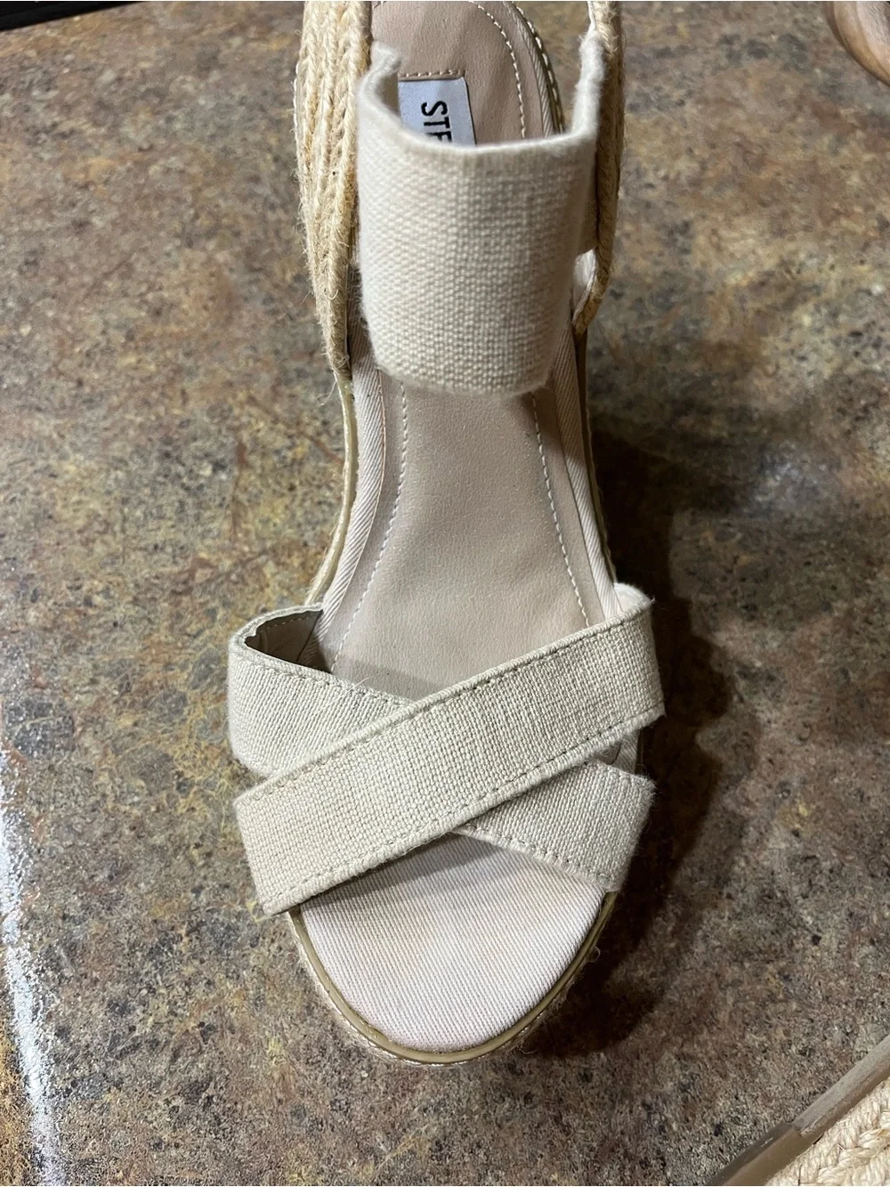 Steve Madden Espadrille Wedge Sandals Women Sz 6 Cream Natural Boho Summer